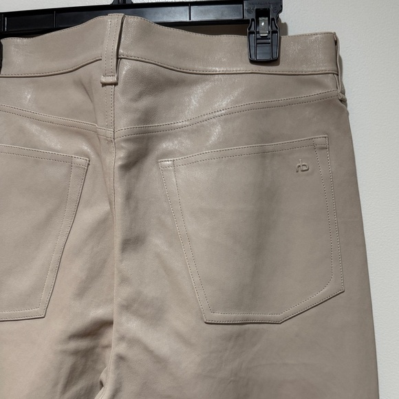 NWT Womens rag & bone Harlow Leather Mid-Rise Straight Pants 31 Stone Nude Fall - Picture 6 of 12